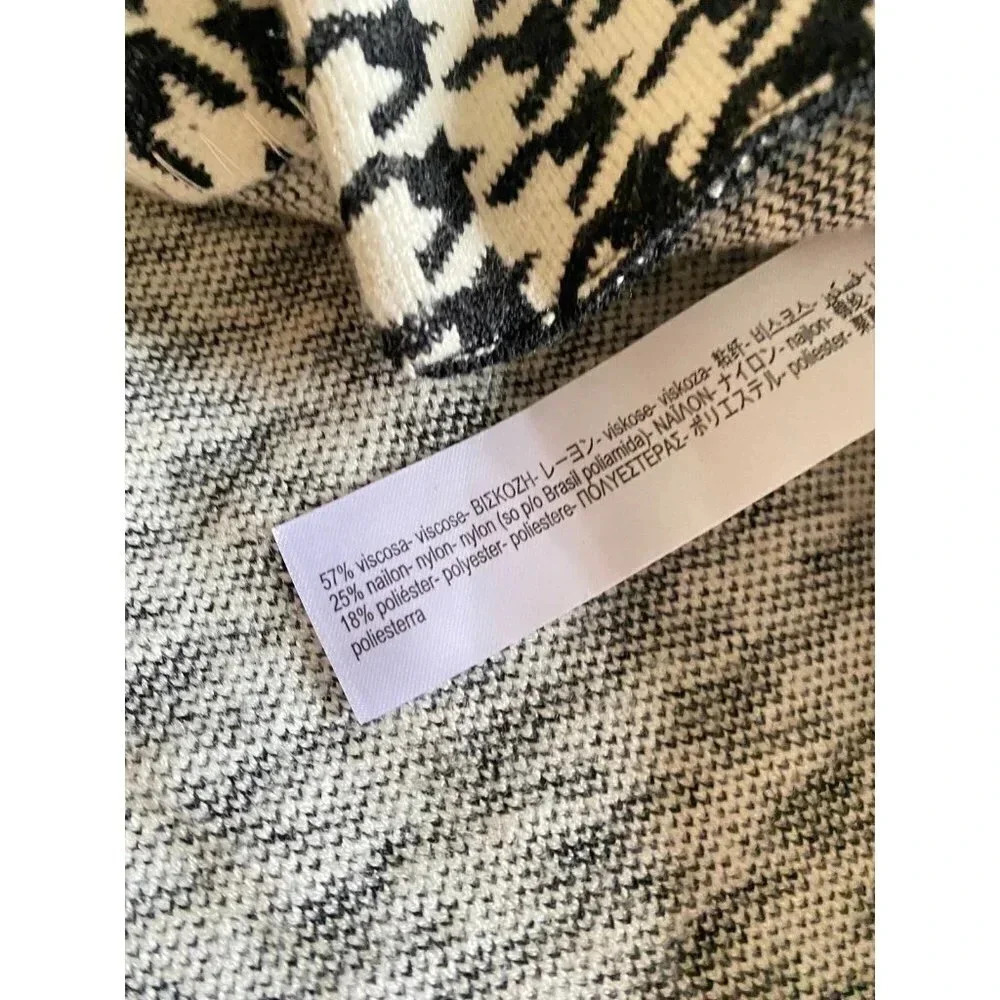 ZARA Houndstooth Coat Women’s Small Long Viscose Blend - Picture 7 of 9